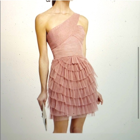 BCBGMaxAzria Dresses & Skirts - BCBGMaxAzria Sz 4 Ella Tiered Tulle One Shoulder Cocktail Party Dress NWOT